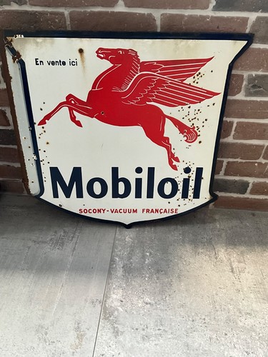 Plaque émaillée mobiloil - plaque,