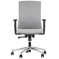 Chaise de bureau ergonomique pivotante TONO, piètement chromé, gris