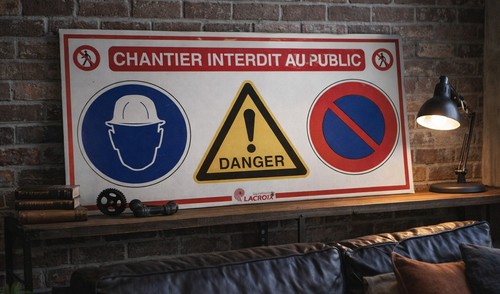 Authentique panneau chantier - panneau,