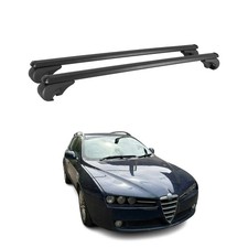 Barres de toit transversales pour Alfa Romeo 159 Sportwagon 2005-2012 Alu Noir