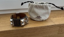 Hermès Collier de Chien Lizard Leather Genuine Leather Palladium Bracelet S