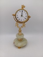 Clock - Gold Ritz Alarm Clock on Onyx Base - Mechanical Movement