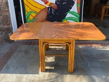 VTG 60s Rattan Formica top Table Drop Leaf Buffet TIKI Room Original Mid Century
