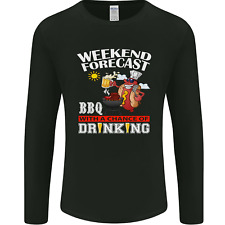 BBQ Weekend Forecast BBQing Alcohol Beer Mens Long Sleeve T-Shirt