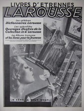 PRESS ADVERTISEMENT 1933 LAROUSSE DICTIONNAIRES LIVRE D'ÉTRENNES - ADVERTISING