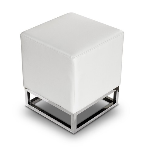 Pouf carré cuir blanc - en,