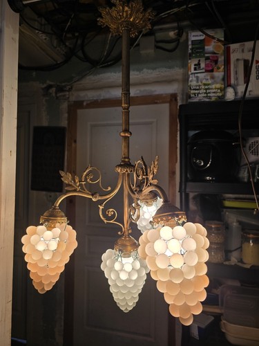 Lustre grappes raisins verre - lustre,