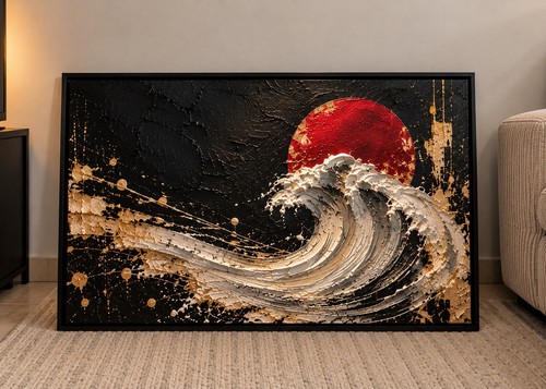 Tableau abstrait noir - , rouge