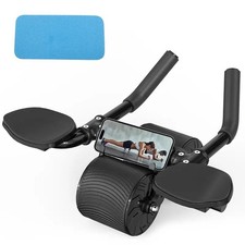 Home Fitness Ab Roller Wheel - Black Iron, Non-Electric, with Smartphone Holder