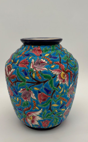 Vase balustre emaux - de, longwy