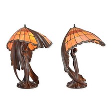 9934732 Lampe De Table Tiffany Style Femme Art Nouveau Base En Métal 65x49x46cm 