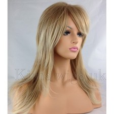 Complet Femmes Cheveux Perruque 2 Ton Blonde Chiquenaude & Superposé Long B95