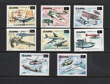 R7564   Zaire  1985  aviation  SABENA AIRLINES  overprinted  8v.   MNH