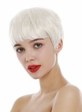 Perruque Femme Courte Pixie Cut Coiffure Courte Frange Platine Blond Clair