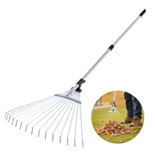 VEVOR Râteau à Feuilles Jardin Réglable 15 Dents Manche 81-160 cm Tête 19-57 cm