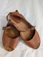 SERGIO TOMANI WOMENS CAMEL LEATHER MARY JANE Strap SANDALS Wedge SIZE 39