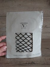 Valentino Bas Collants Ilaria Vintage 80s Tights Coarse Mesh  Black Made in Ital