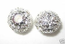 2 12mm Swarovski Pave Ball Beads Silver/Crystal AS11