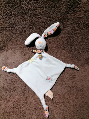 Doudou lapin plat - , bleu