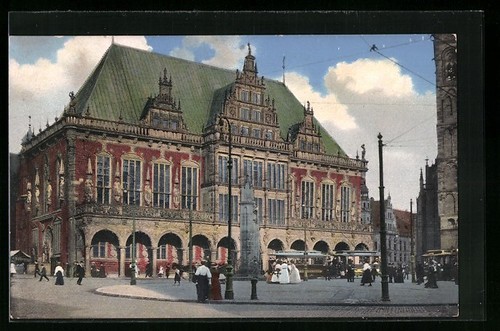 Carte postale brême tram - carte, brême,