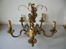 Ancien lustre 5 feux en bronze