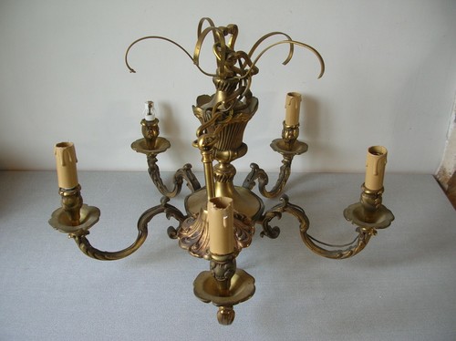 Ancien lustre feux bronze - lustre, en