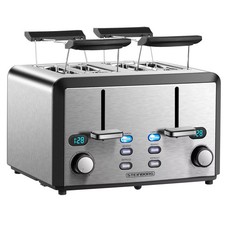 XXL stainless steel 4 slice toaster with bun warmer and 2x crumb tray