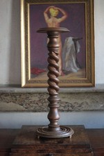 Vintage turned wood harness, wooden pedestal, wooden plant holder