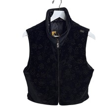 Skea Insulated Velour Fleece Vintage Full Zip Embroidered Vest Gilet W1658 Sz M