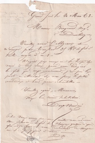 Lettre avec 20 - -,