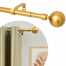 Tringle Rideau Barre dorée simple modulable 76-200cm acier inoxydable