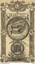 Pyrénées Chateau d'Ax Bearn Plan carte Blason Lemau de la Jaisse gravure 1736