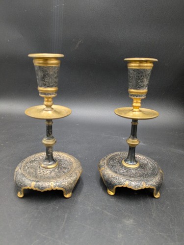 Paire bougeoirs bronze - paire, de