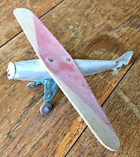 Avion en tôle et bois - Jouet ancien - Longueur : 14 cm Envergure : 20 cm