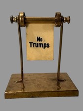 Vintage Bridge Playing Card Trump Table Marker Revolving Hammered Brass Stand