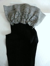 BAS AUTO FIXANT BICOLORE Lycra 20 deniers NOIR  Dentelle Grise 9 cm  T 1, 2, 3,