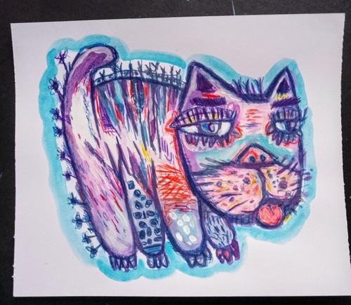Dessin peinture chat - , chaton