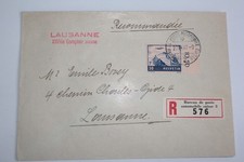 Timbre Suisse aérien sur enveloppe recommandé auto avec vignette 1947 (56296)