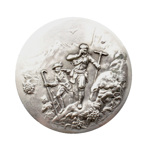 Plaque ronde métal argenté