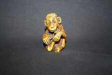 WOOD NETSUKE MONKEY TICKLING