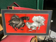 Lespinasse Ceramic Jean Rooster 1896 1979 Tile Tiles Combat de Roosters