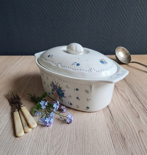 Terrine ovale grès floral