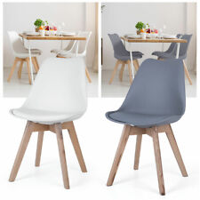 Chaise de Salle à Manger Cuisine Salon Coussin Bois les Jambes Gris Blanc 4x