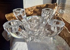 Val Saint Lambert ☆☆☆Signed☆☆☆ 4 Arm Cut Crystal Candle Holder Belgian Excellent