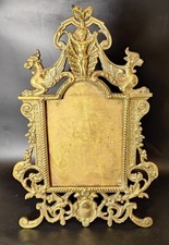 RARE Large Antique Bronze Napoleon Frame 3 Photo Door Griffon Chimera 19th Frame 