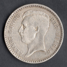 MONNAIE DE 20 FRANCS ARGENT DE BELGIQUE DE 1934 @ ALBERT @ SILVER COINS BELGE
