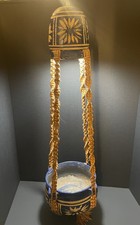 Vintage 70s Ceramic Pendant Lamp & Planter  Macrame Plant Hanger Retro Swag Lamp