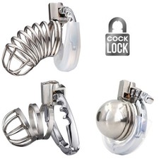 Cage de Chasteté Homme en Métal BDSM Soumission Sextoys Homme Pénis Taille S M L