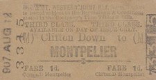 Midland & Great Western JOINT Railway Ticket CLIFTON DOWN 3315
