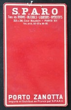 Old embossed advertising cardboard SPARO rum alcohol liqueur PORTO ZANOTTA Paris